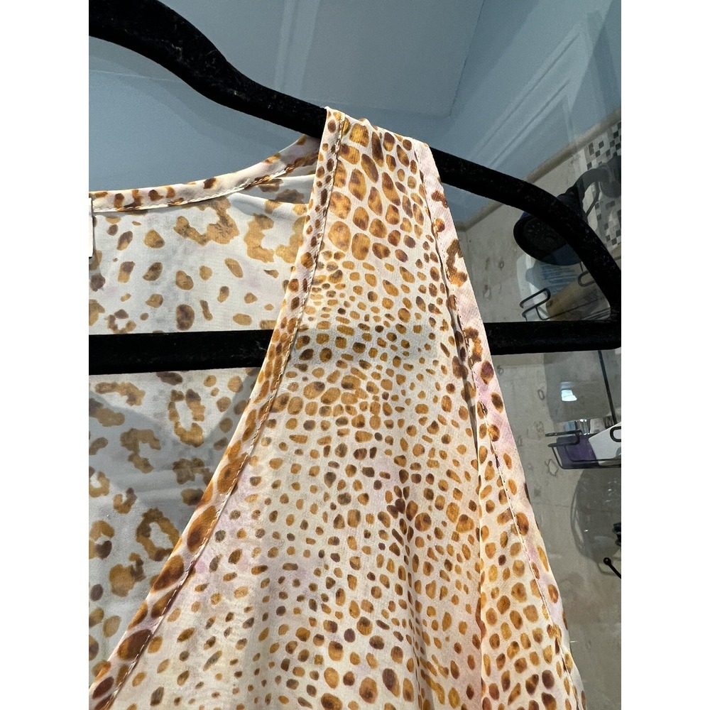 Show Me Your MuMu Peta Boo Tunic Kimono Womens M Sheer Animal Print Top Brown - Picture 6 of 10